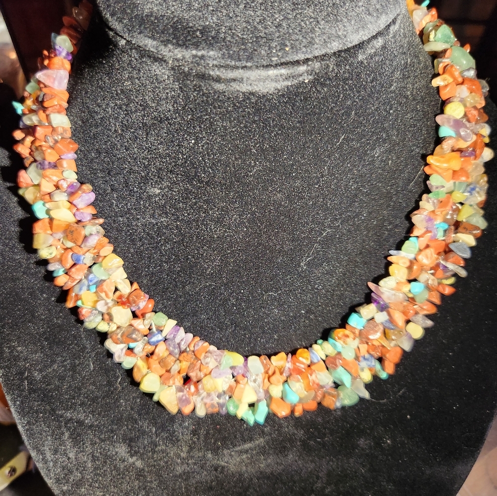 16 inch semi precious stone necklace (bib)